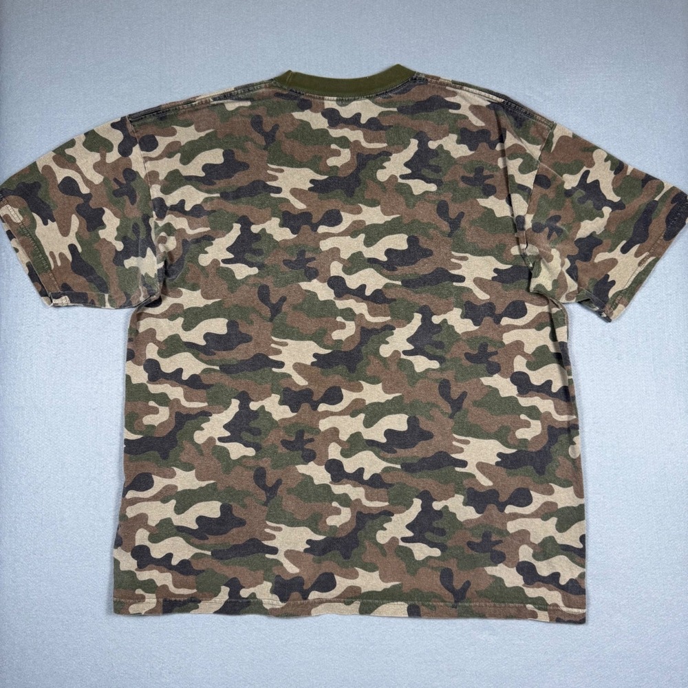 Camo T-Shirt Men XL Green Woodland Camouflage Short Sleeve Military Tactical Tee - Picture 2 of 10